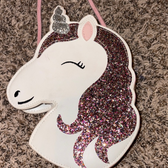 Sparkly Unicorn Kids Crossbody Bag - Pink and White - Picture 3 of 7